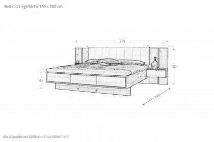 Apollon von Rauch Orange - Bett 180x200 mit Konsolen und Beleuchtung