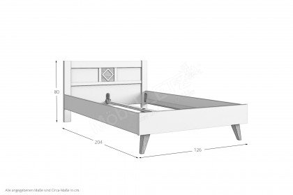 Victor von Wimex - Bett 120x200 cm weiß/ Eiche sägerau
