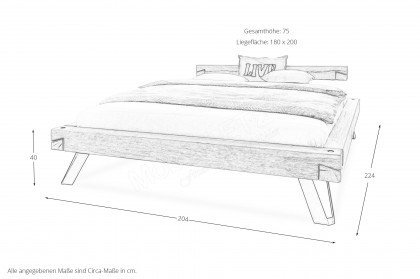 Balkenbett 8 von TPT Möbel - Massivholzbett mit oxidierten Füßen