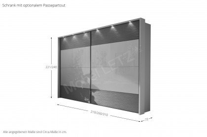 Cassano Plus von MONDO - Schrank 200 Glas weiß - Struktur grau