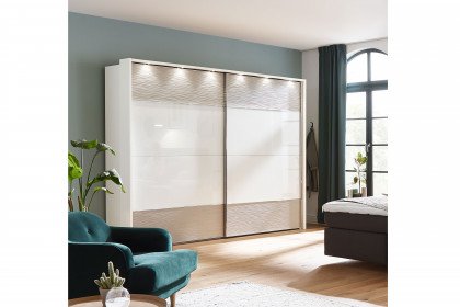 Cassano Plus von MONDO - Schlafzimmer Glas weiß - Struktur kieselgrau