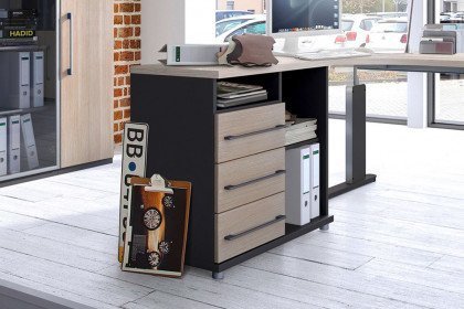 Techno von Röhr - Schreibtisch mit Freifromplatte & Anbauregal
