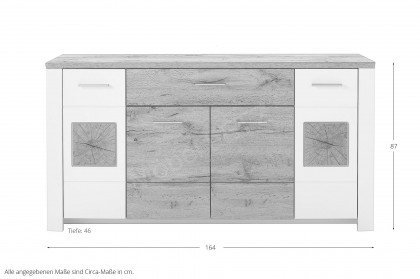 Matera von LIV'IN - Sideboard 10P7WH20 in Weiß/ Eiche