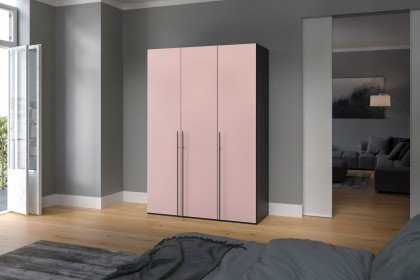 Longline von JUTZLER - Drehtürenschrank Glas rosa matt - schwarz