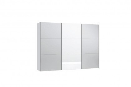 Slideline von JUTZLER - Schwebetüren-Kleiderschrank breit grau matt - Spiegel