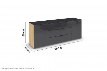 Flipp von Rauch Orange - TV-Möbel Artisan-Eiche/ Glas basalt mit Glasplatte
