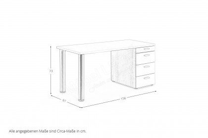 max-i von Rudolf - Schreibtisch mit Stauraum-Container weiß - Natureiche