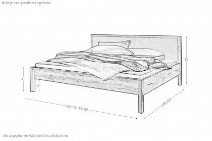 Aalbaek von Cinall - Bett Eiche mit Stoff-Kopfteil