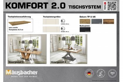 Komfort 2.0 von Mäusbacher - Esstisch mit Bodenplatte in Schwarzstahl
