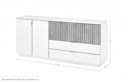 LINEA Q von Quadrato - Sideboard in Lack weiß-grau mit Eichenabsetzung