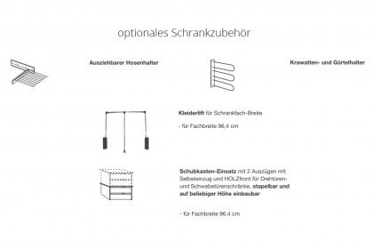 Split von Wiemann - Kleiderschrank 4-türig graphit - Parsol-Glas