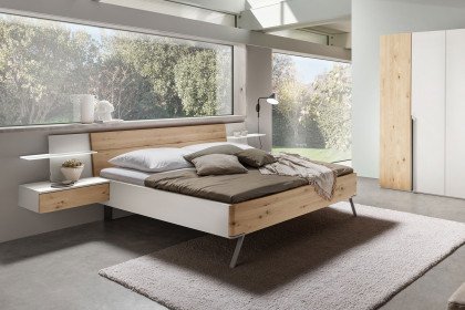 Para von Thielemeyer - Bett 180x200 cm mit Komforthöhe Wildeiche - Lack weiß