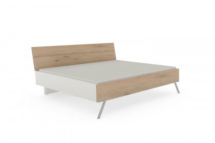 Para von Thielemeyer - Bett 180x200 cm mit Komforthöhe Wildeiche - Lack weiß