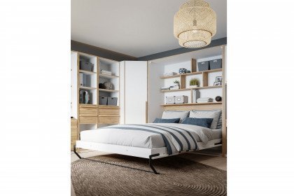 S-Room von Forte - Vertikal-Schrankbett 160x200 cm weiß - Eiche Catania