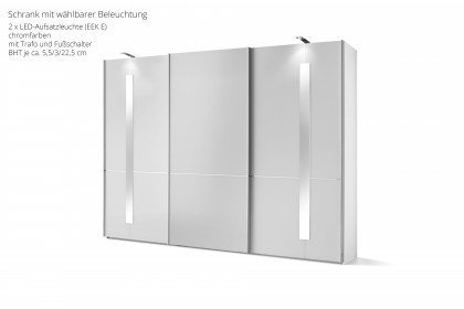 Imola W von Gallery M - Schrank ca. 247 cm breit Glas weiß mit Zierspiegel