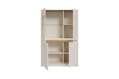 Oak Squere von Forte - Highboard-Vitrine Mauvella Oak/ Sand