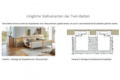 Comfort-V von Disselkamp - Twin-Betten Wildeiche - taupe