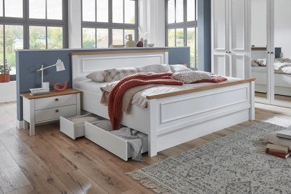 Charleston von Disselkamp - Doppelbett im Landhausstil weiß - Eiche