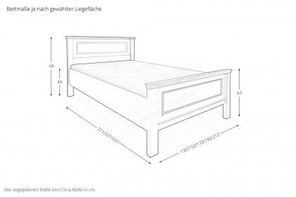 Charleston von Disselkamp - Doppelbett im Landhausstil weiß - Eiche