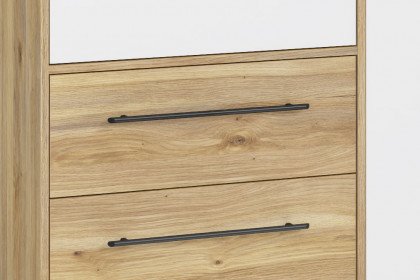 Mokkaris von Forte - 4-türiger Schrank mit Schubkästen Mauvella Oak - weiß