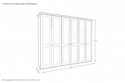 Charleston von Disselkamp - Kleiderschrank weiß mit Rahmentüren