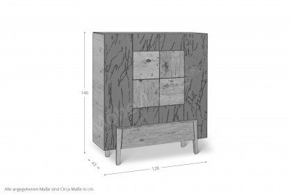 Vtektura living von Voglauer - Highboard Wildeiche rustiko/ Firneis dark