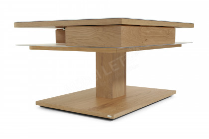 Vtektura living von Voglauer - Couchtisch Wildeiche mit Glasplatte und Höhenverstellung