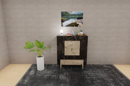 Vtektura living von Voglauer - Highboard in Wildeiche rustiko mit Glas in Firneis dark