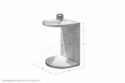 Vtektura living von Voglauer - Beistelltisch Alteiche mit Glas in Firneis white