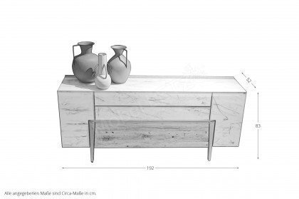 Vtektura living von Voglauer - Sideboard in Wildeiche rustiko mit Glas in Firneis white