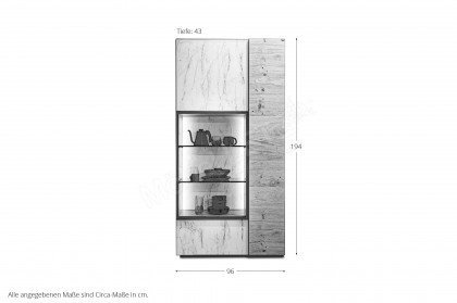 Vtektura living von Voglauer - Vitrine in Wildeiche rustiko/ Glas in Firneis white