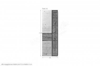 Vtektura living von Voglauer - Vitrine in Alteiche schwemmgrau und Firneis dark