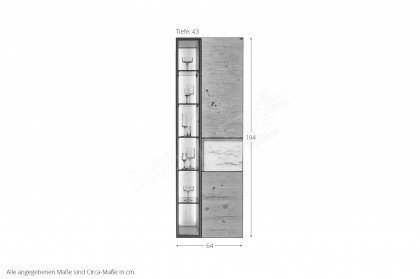 Vtektura living von Voglauer - Vitrine in Alteiche schwemmgrau/ Firneis white