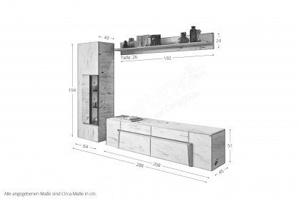 Vtektura living von Voglauer - Wohnwand in Wildeiche und Glas Firneis white