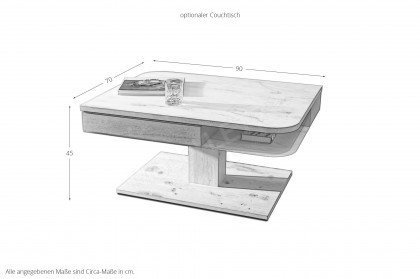 Vtektura living von Voglauer - Wohnwand in Wildeiche und Glas Firneis white