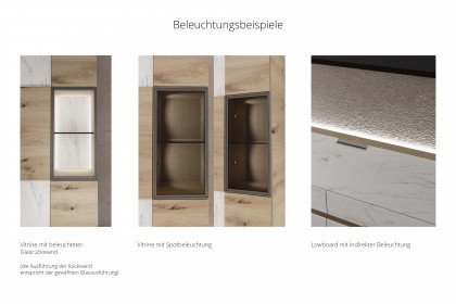 Vtektura living von Voglauer - Wohnkombination mit Vitrine in Wildeiche/ Firneis white