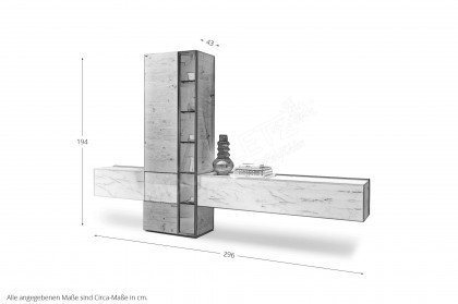 Vtektura living von Voglauer - Wohnkombination mit Vitrine in Wildeiche/ Firneis white