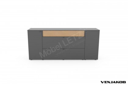 Lumea von Venjakob - Sideboard Lack anthrazit matt/ Eiche massiv