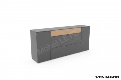 Lumea von Venjakob - Sideboard Lack anthrazit matt/ Eiche massiv