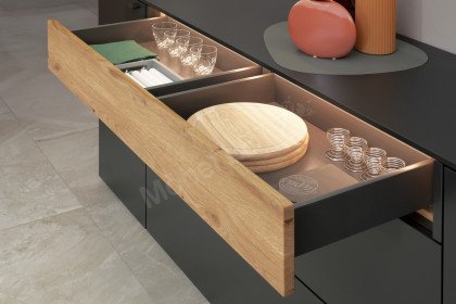 Lumea von Venjakob - Sideboard Lack anthrazit matt/ Eiche massiv