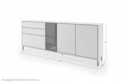 SOFT Q von Quadrato - Sideboard in Hellgrau mit Glastür