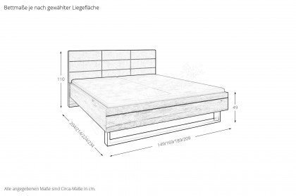 Cabrillo von Disselkamp - Bett Balkeneiche 180x200 cm mit Polsterkopfteil
