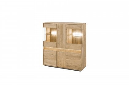 TEXAS von Quadrato - Highboard aus Wildeiche mit sandgestrahlter Griffmulde