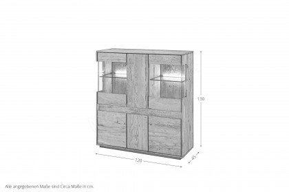 TEXAS von Quadrato - Highboard aus Wildeiche mit sandgestrahlter Griffmulde