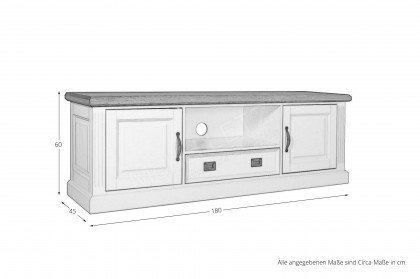 Chic Oak von XO Interiors - TV-Unterteil 131 in Reinweiß/ Eiche