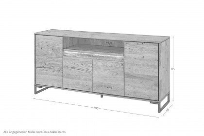 TEXAS von Quadrato - Sideboard Wildeiche mit sandgestrahlter Griffmulde