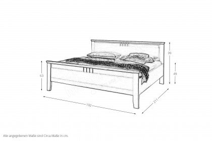 Basella von MONDO - Landhaus-Schlafzimmer + Wandboard weiß - Eiche