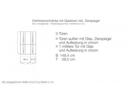 Imola W von Gallery M - Schrank Graphitglas mit Zierspiegel