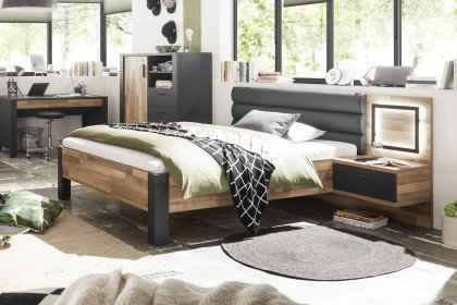 Dallas von BEGABINO - Jugendzimmer-Set Schrank & Bett graphit - Eiche