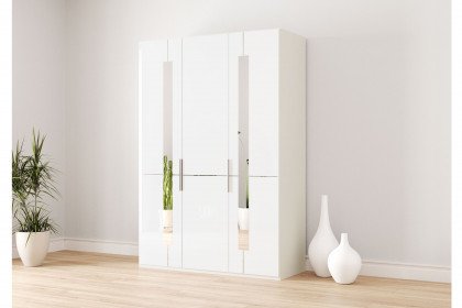 Imola W von Gallery M - Kleiderschrank 3-türig Weißglas - Spiegel